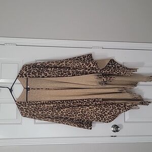 Just Jamie Leopard Print Fringed Kimono OS